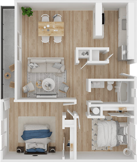 Floor plan for 2 beds, 1 bath, 850 sqft